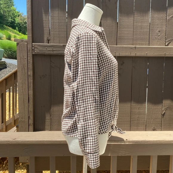 Madewell Flannel Tie Front Shirt In Gingham Check - Picture 8 of 13